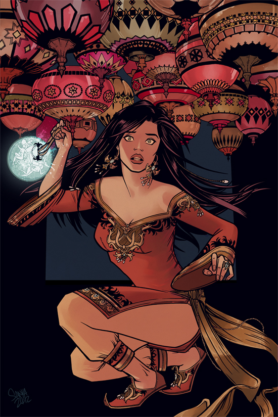 Cover art of the first issue of 1001. Sanya Anwar http://www.artbysanya.com/